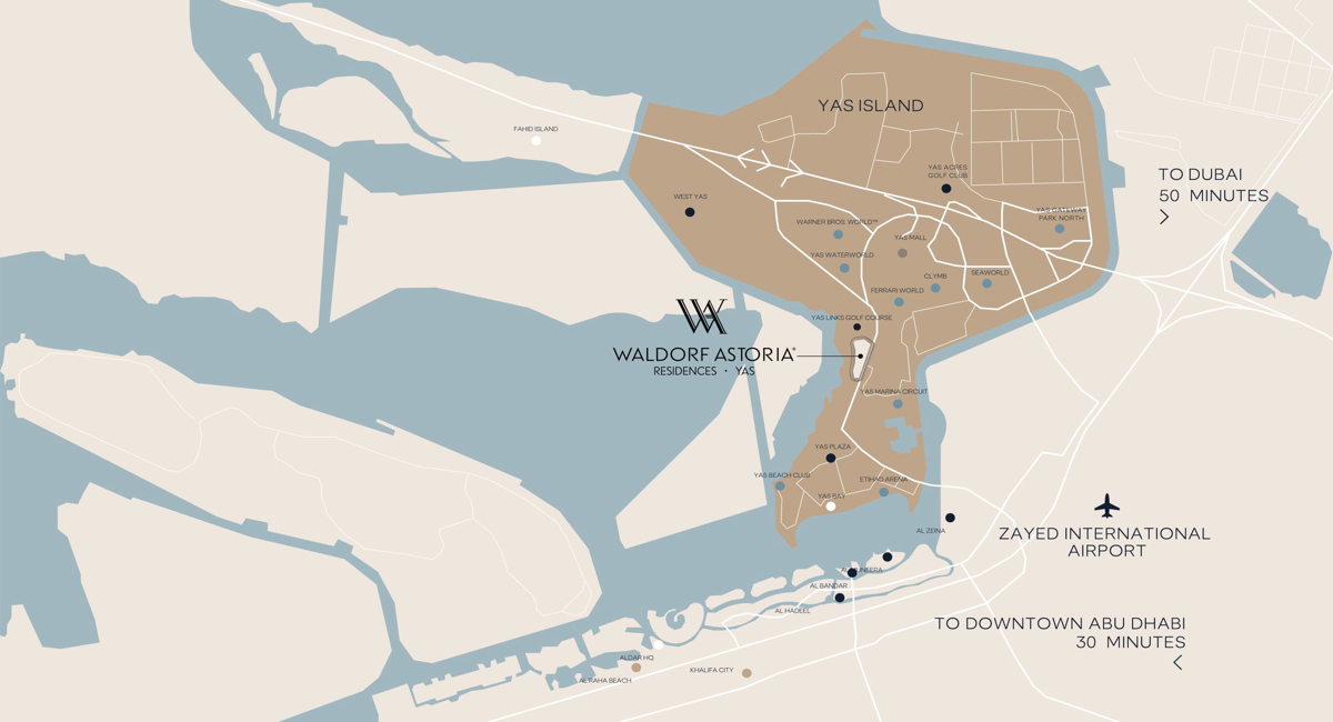Location map of  Waldorf Astoria Residences