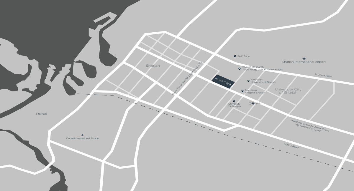 Location map of  Al Mamsha Souks
