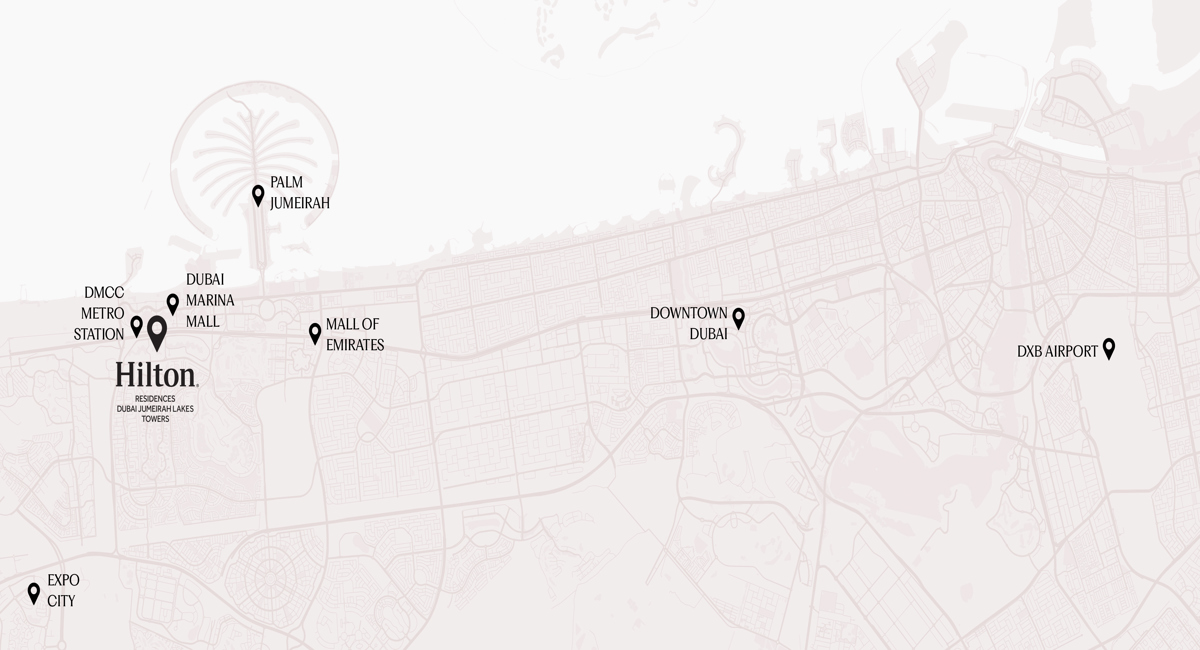 Location map of  Hilton Residences JLT
